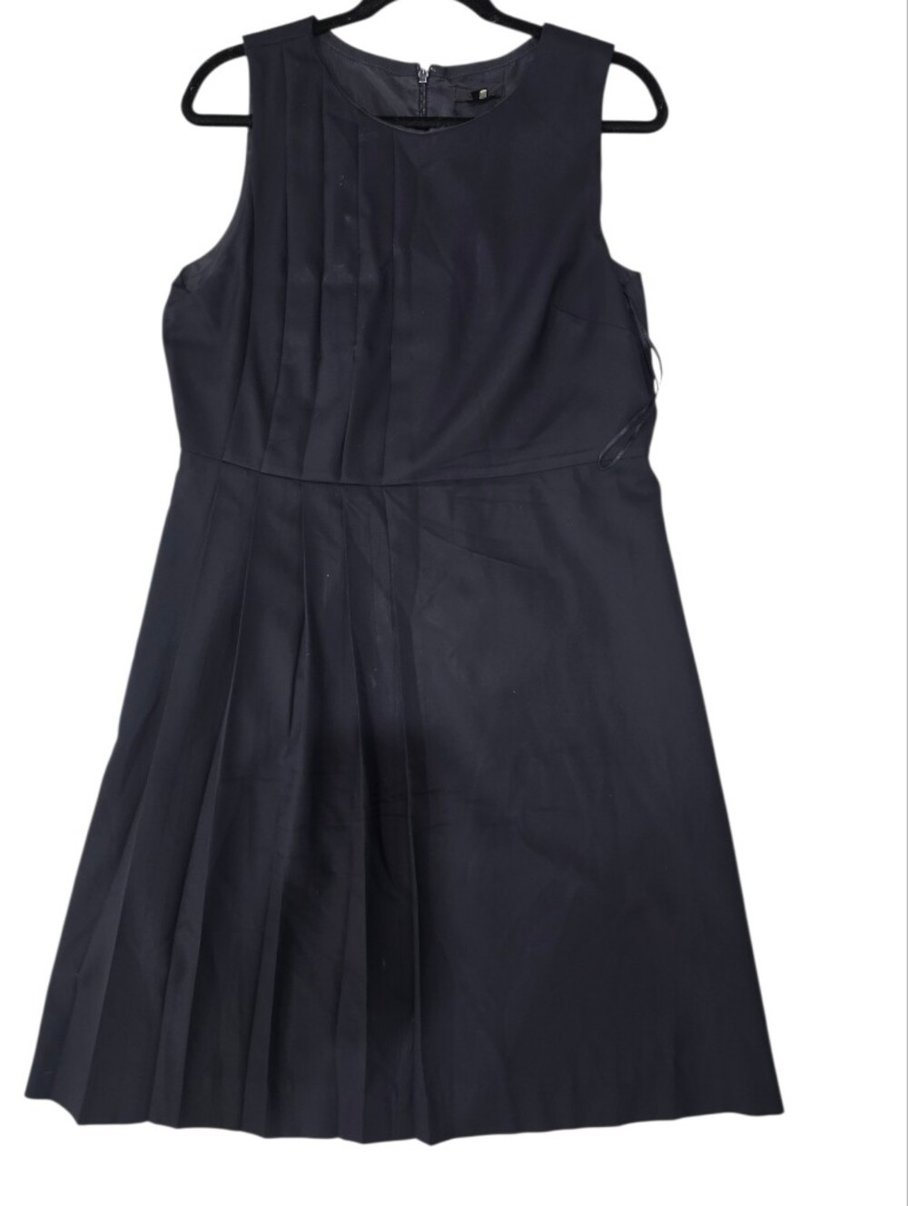 J.Crew 100% Wool Navy Career Sheath Dress Pleated Front Office Work Size 12 - Picture 1 of 9